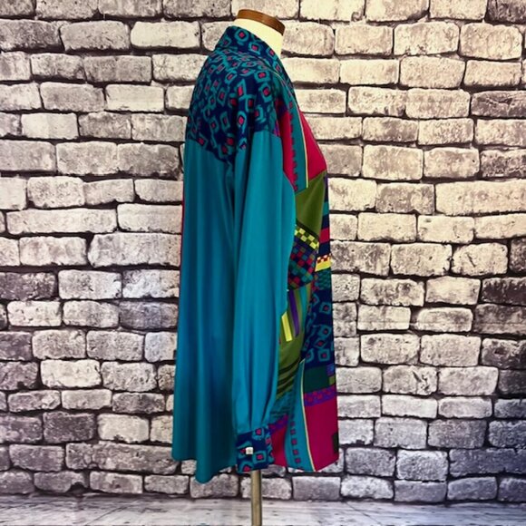 Jo Hardin Vintage Multicolored Long Sleeve Blouse Size 12 - Picture 8 of 10